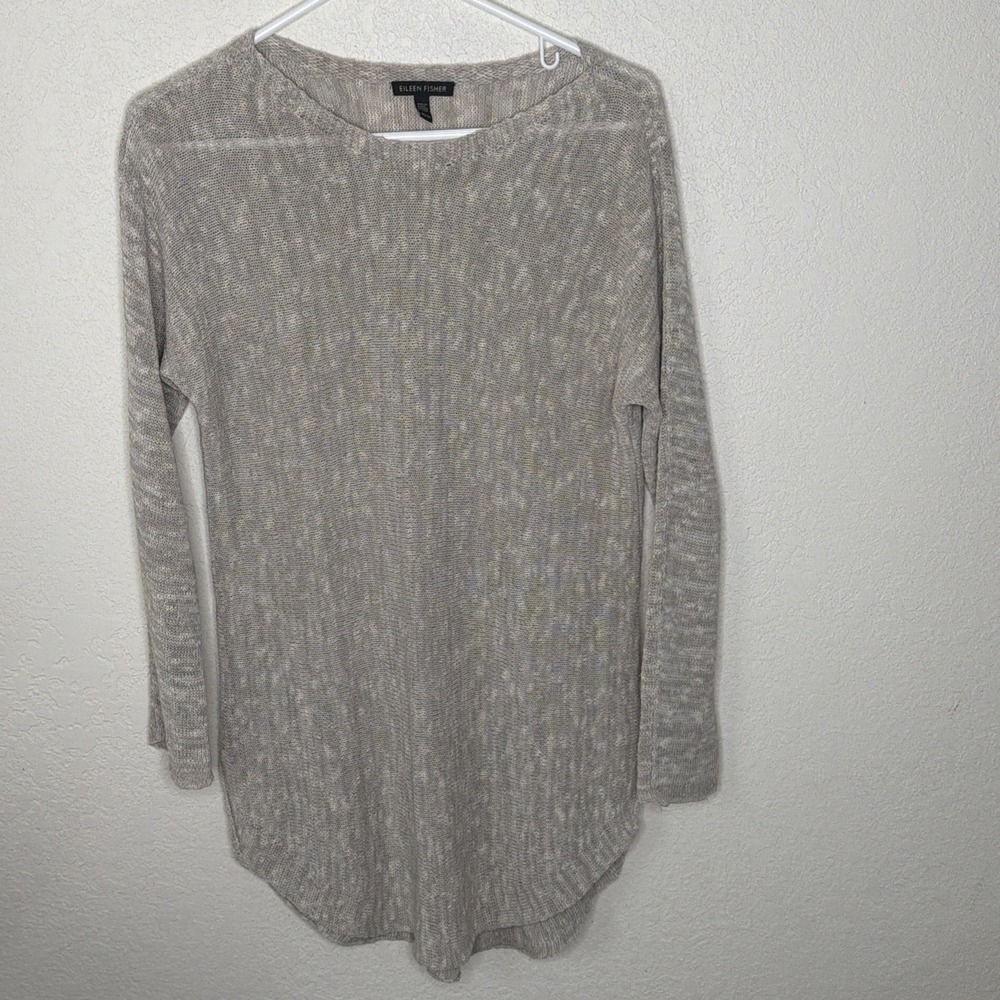 Eileen Fisher Sweater‎ Dress Womens Size XS Linen Blend Knit Long Sleeve